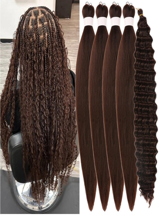 Leticia Dark Brown Braiding Hair Pre Stretched Color 4 Boho Hair for Braiding ez Braid Non Toxic Synthetic Crochet Boho Braids Deep Wave Curls Knotless Twist - Image 1